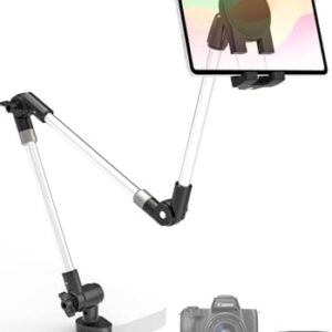 Dosvsi Flexibler Tablet-Ständer für Bett, 88,9 cm (35 Zoll), Aluminium, langer Arm, iPad-Kamera-Halterung für Schreibtisch, freie Anpassung, Webcam-Ständer mit 6,35 mm Schraube für iPad Pro 12,9 Air