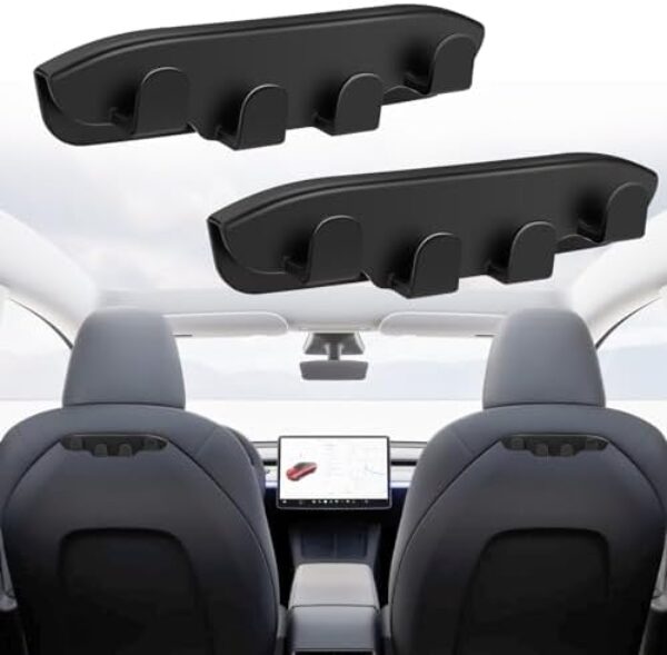 Nanaholy Model Y Model 3 Rückenlehnenhaken für Tesla-Zubehör 2024 2023 2022 2021, 2 Stück Aufhänger für Auto, Auto-Rückenlehnen-Organizer, Schwarz