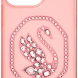 Swarovski Signum Smartphone-Schutzhülle für das iPhone 14 Pro Max, Rosafarbene Handyhülle mit Swarovski Logo und Strahlenden Elementen