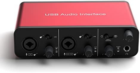 USB Audio Interface Computer Audio Interface mit XLR-Buchse (24Bit/192kHz)+48V Phantomspeisung Aufnahme Heimstudio Ausrüstung für Mac/PC Aufnahme Musik Produktion Streaming Podcasting