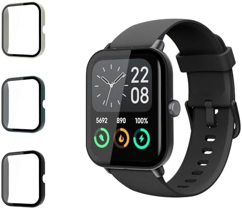 Schutzhülle mit Displayschutz aus gehärtetem Glas, kompatibel mit Milouz/Enomir/Tensky/Fitpolo/Yoever – IDW19, Amzhero Runfit 2, Stoßstange, vollständige Abdeckung, harte PC-Gesichtsabdeckung für