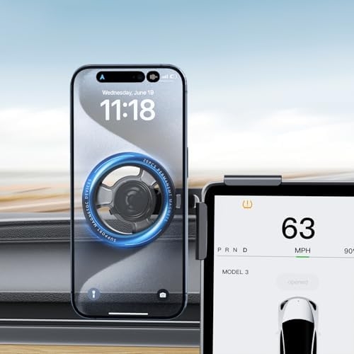 Lomccian Tesla Handyhalterung für MagSafe, magnetische Tesla-Handyhalterung für Tesla Model 3 Model Y, Tesla Model 3/Y Zubehör 2024, passend für alle Handys