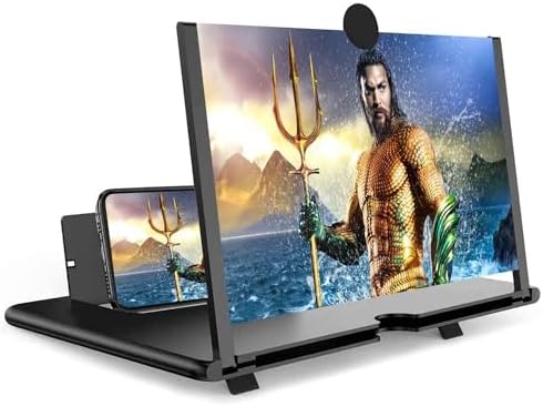 40,6 cm (16 Zoll) Handy-Bildschirmlupe, Bildschirmlupe für Handy, Smartphone, faltbare Bildschirmlupe, Handy-Verstärker, passend für alle Smartphones (Schwarz, 40,6 cm)