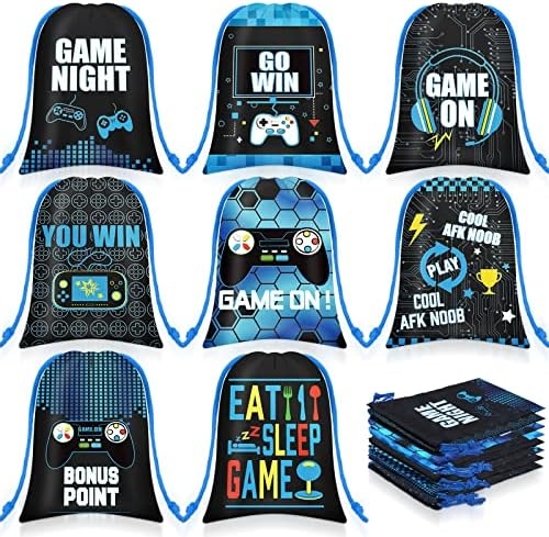 24 Stück Videospieltaschen Gaming Geburtstag Party Kordelzug Taschen Spiel Party Geschenktüten Spiel zum Thema Goodie Candy Treat Taschen für Kinder Junge Erwachsene Videospiel Gaming Geburtstag Party